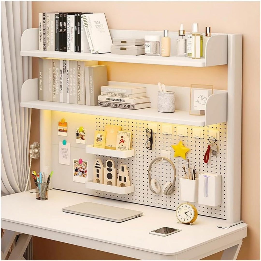 Libreria con struttura in acciaio bianco