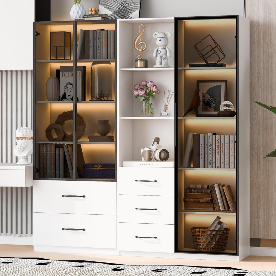 Vetrinette con cassetti grigio