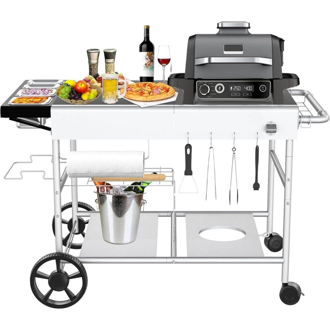 Tavolo GFTIME 128 x 64 x 78 cm Carrello per barbecue e servizio per Weber Q Serie