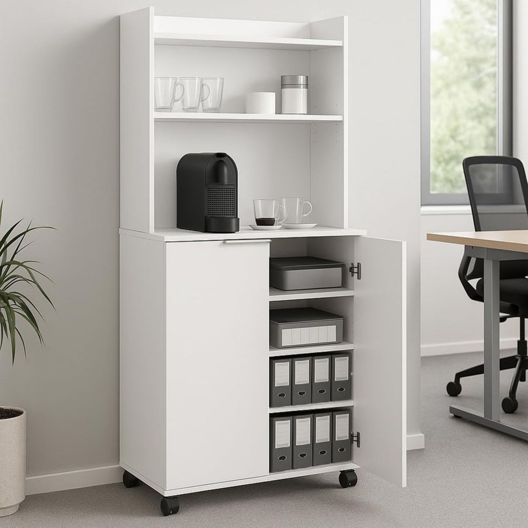 Armadio BAKAJI Coffee Station da Ufficio Mobile con 4 Ruote Piroettanti con Freno