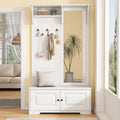 Armadio Appendiabiti con specchio, 100 x 40 x 180 cm, bianco, 5 ganci appendiabiti