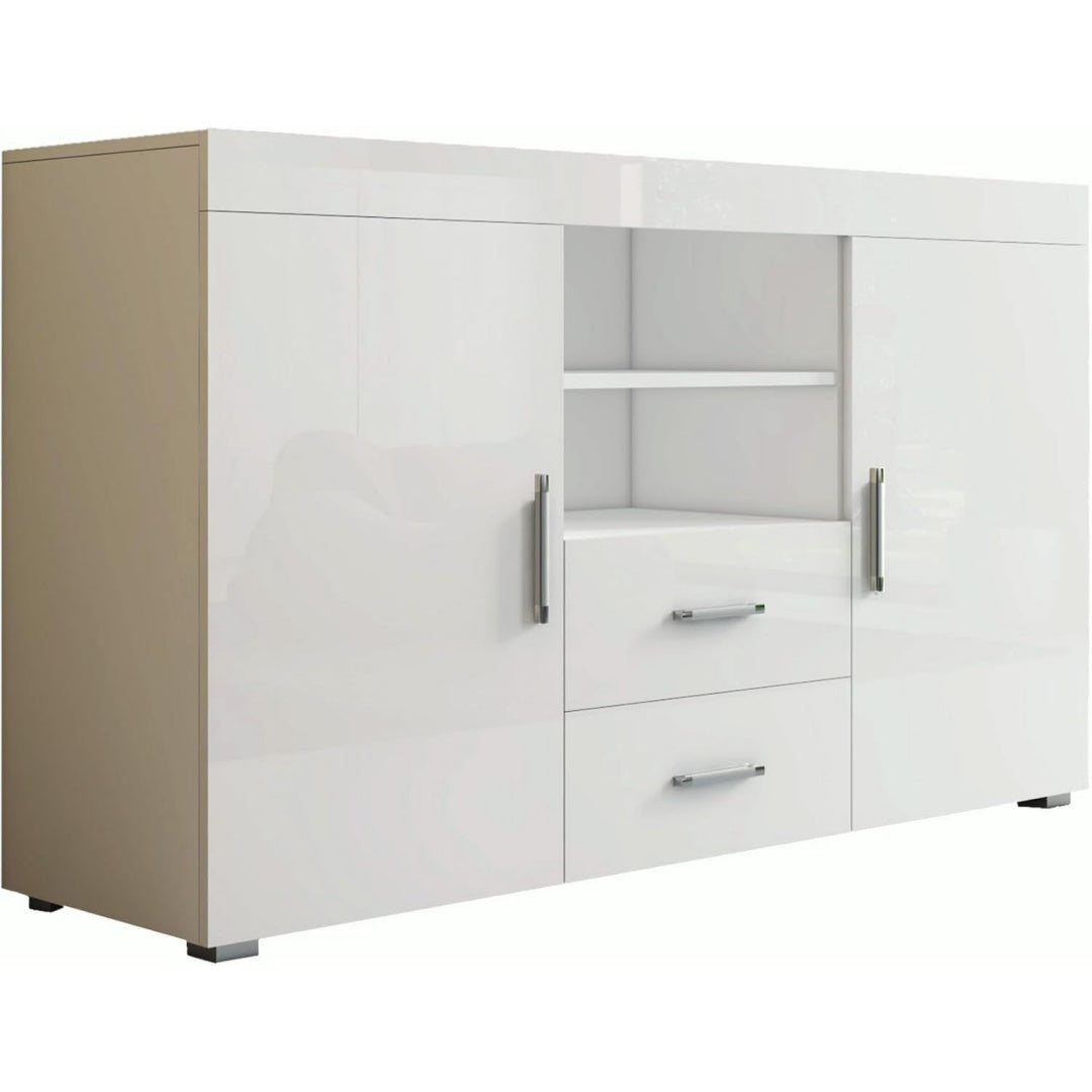 Credenze MB Muebles Bonitos, Credenza Stile Moderno Roque, Melamina Lucida, Bianco