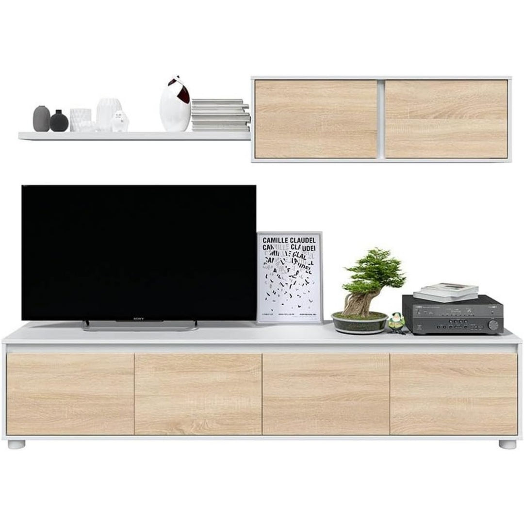 Pareti attrezzate Distrimobel Saetabis Vanilla A10 Parete Giorno, 200 x 41 x 43 H Cm, Rovere