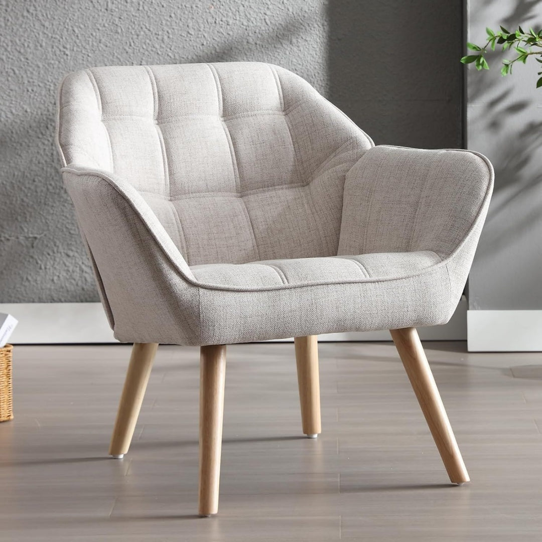 Poltrona Ya-Home 1X Poltrona Imbottita Poltroncin in Tessuto di Lino, Beige
